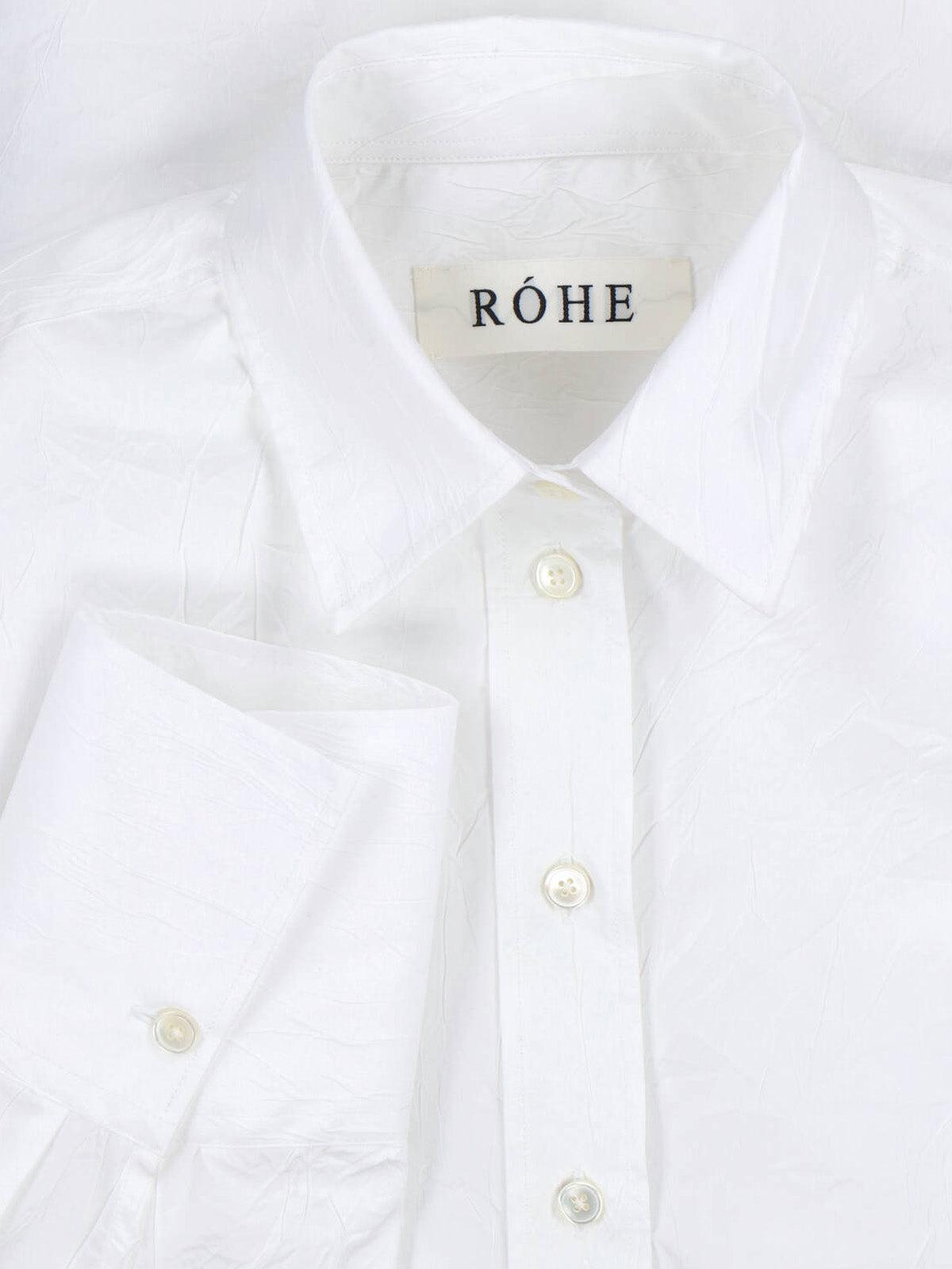 White Classic Collar Long-Sleeve Cotton Shirt