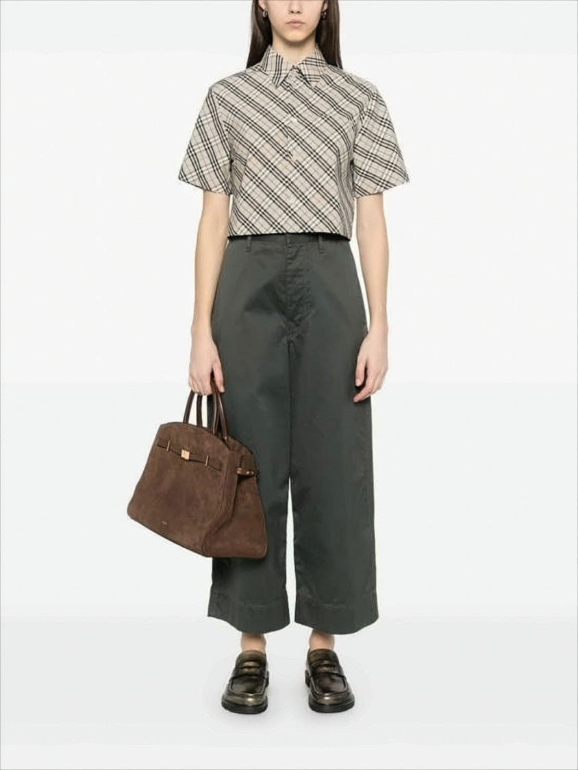 Cropped Check Pattern Shirt