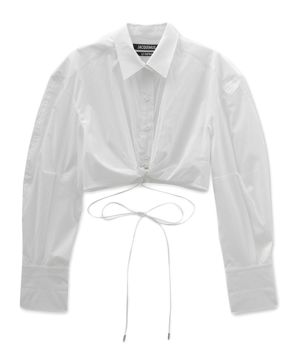 Cropped White Shirt with Twist Detail
