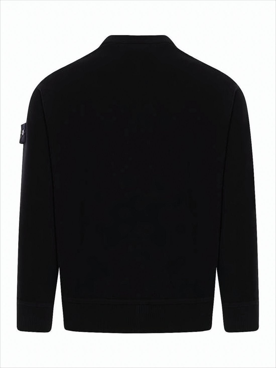 Minimalist Black Sweater With Crew Neckline And Ribbed Details