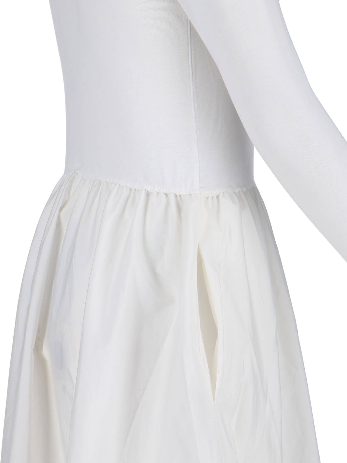 White Serafino Gathered Cotton Dress