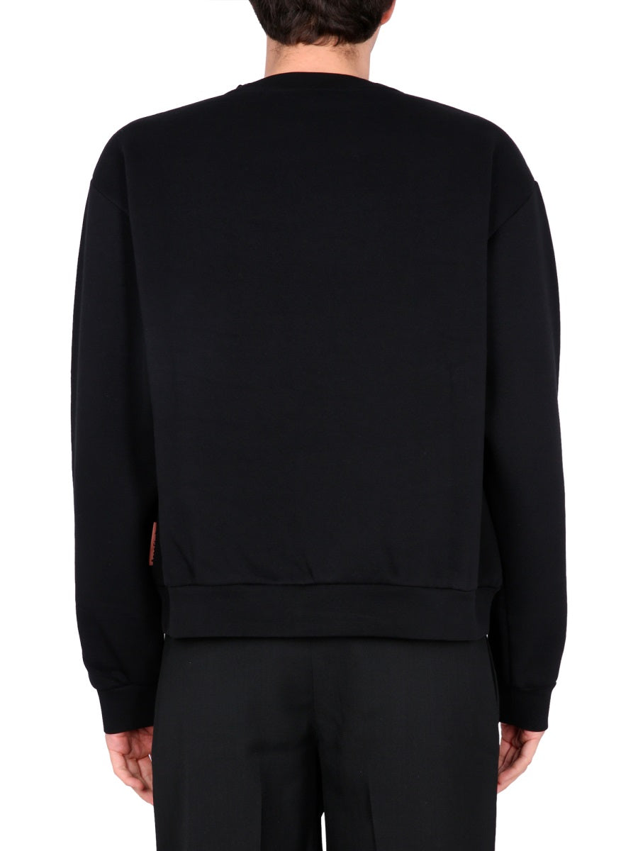 Regular Fit Black Cotton Sweatshirt With Minimalist Design
