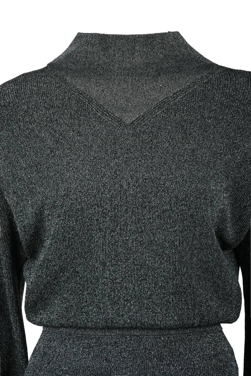 Lamé Knit Dress - Black/Silver