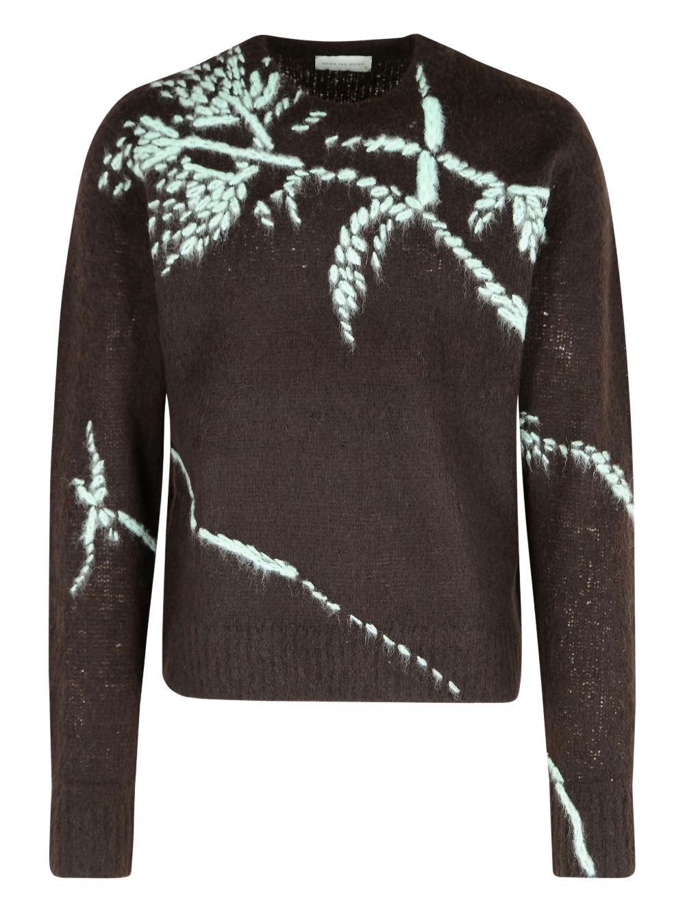 Alpaca-Blend Sweater with Botanical Embroidery