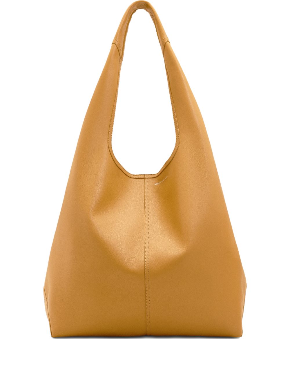 Honey Leather Shoulder Bag With Embossed Logo