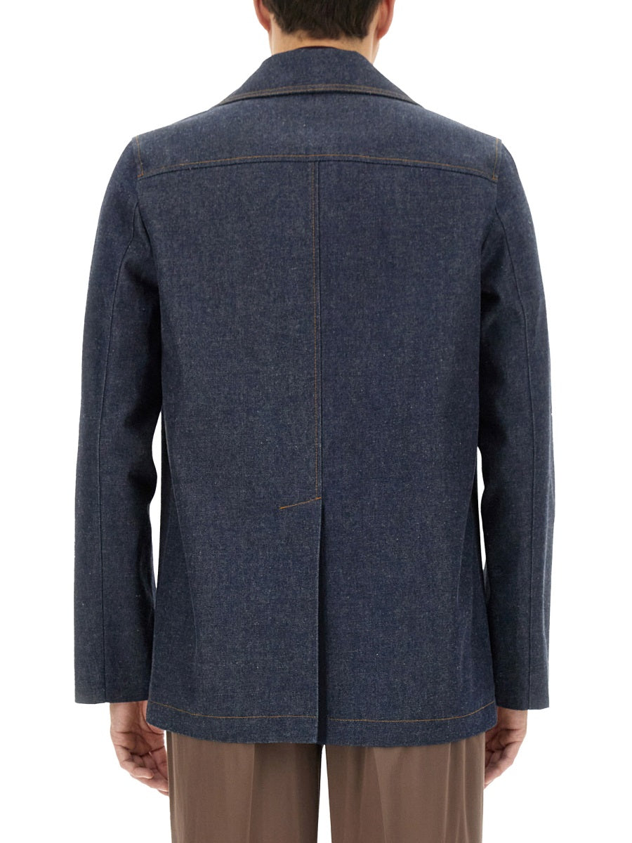 Structured Denim Jacket with Button-up Front