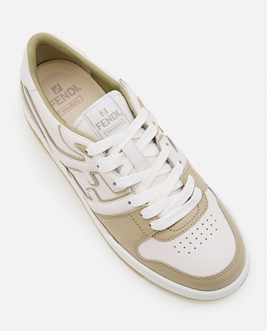 Calf Leather Sneakers With Side Logo And Rubber Sole