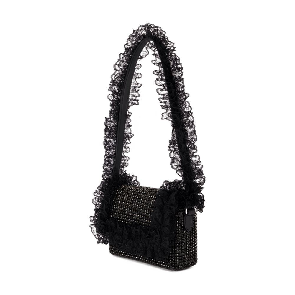 Crystal Lace Detail Bag - Synthetic - Black