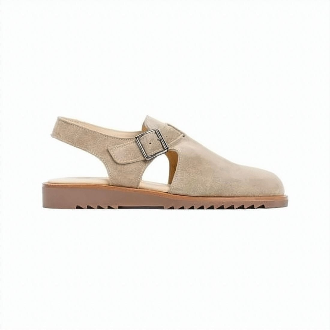 Closed-Toe Suede Sandals with Adjustable Slingback Strap