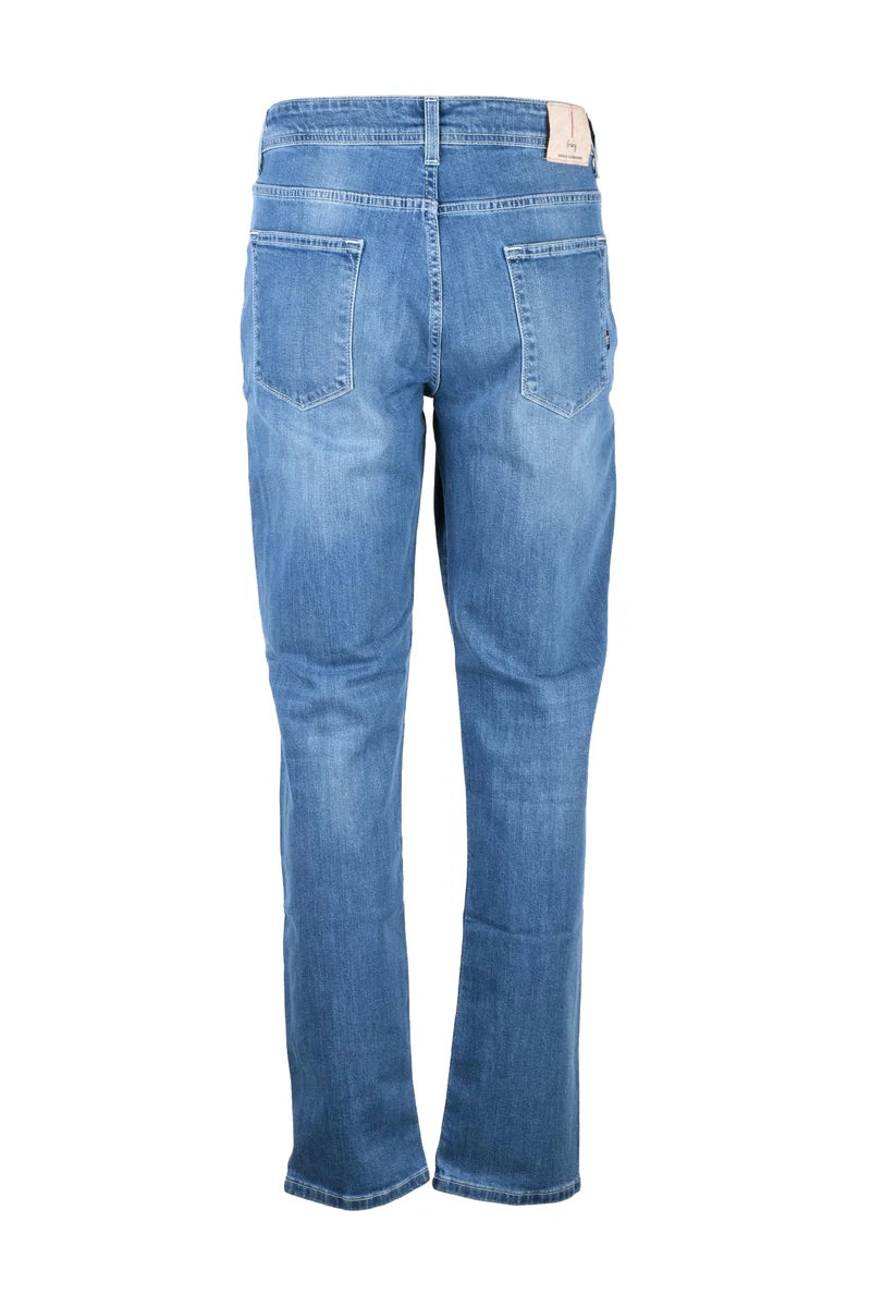 Blue Cotton Elastane Men Jeans