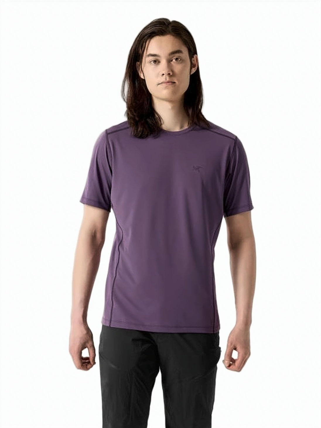 Black Minimalist Seam Detail Polyester T-Shirt
