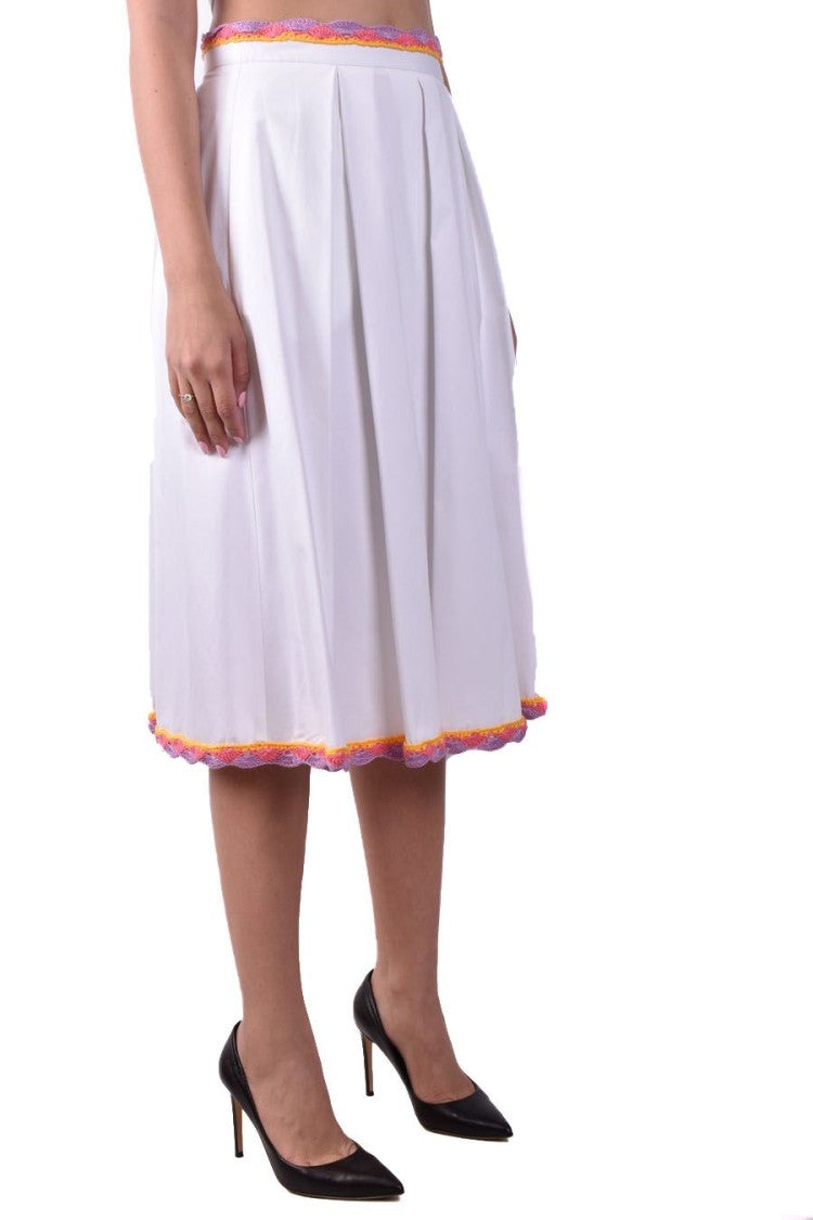 White Cotton Midi Skirt