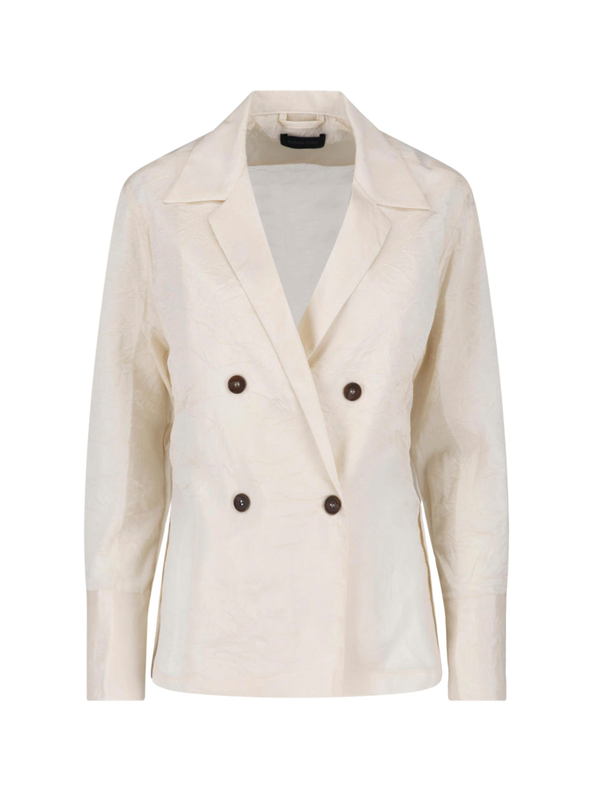 White Double-Breasted Classic Lapel Shirt