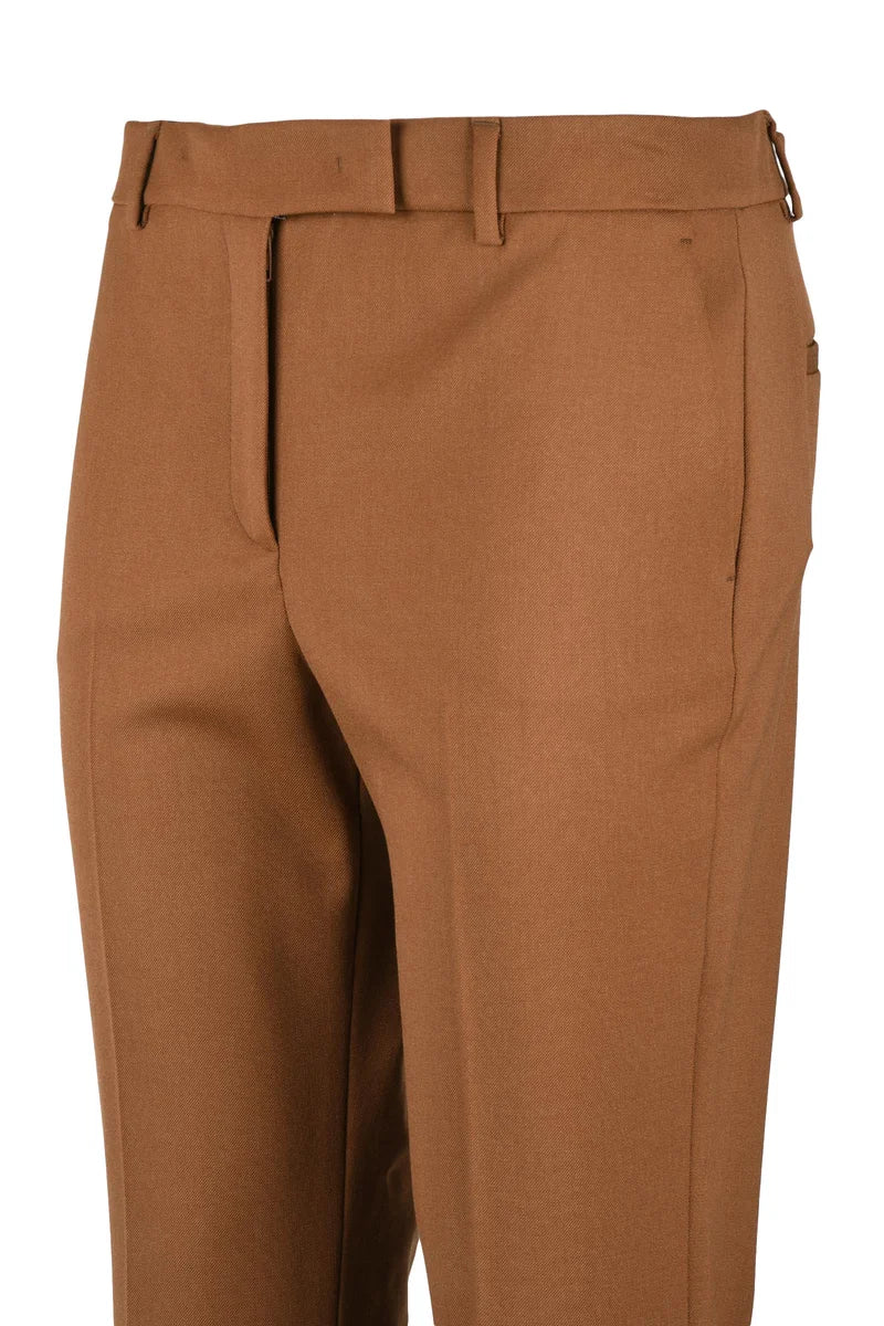 Straight Leg Trousers - Brown