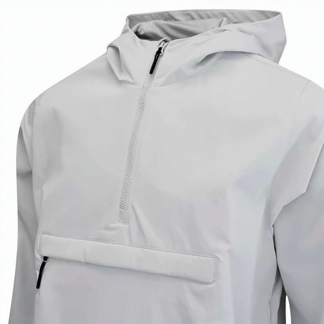 Lightweight White Hooded Pullover with Half-Zip