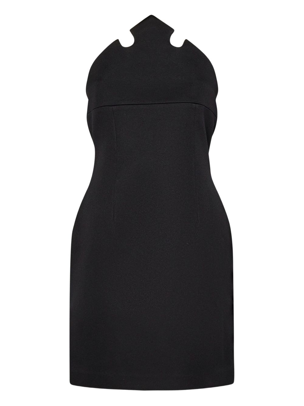 Sculptural Neckline Black Mini Dress