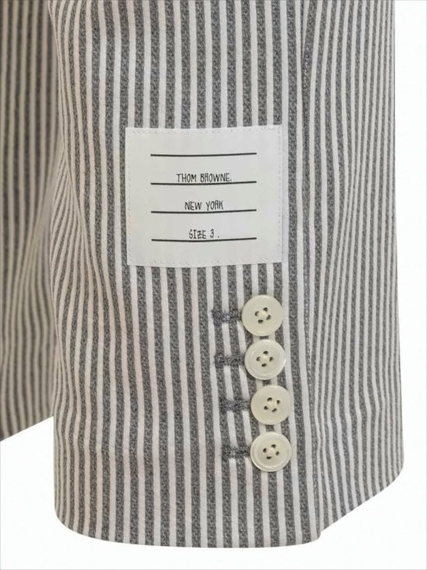 Tailored Grey Cotton Suit Pants with Vertical Pinstripes
