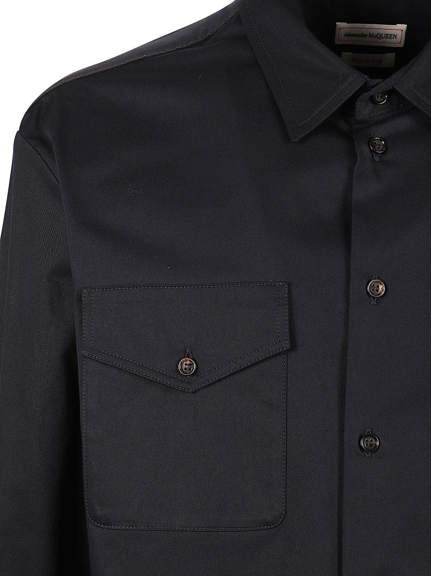 Structured Button-Up Shirt With Chest Pockets