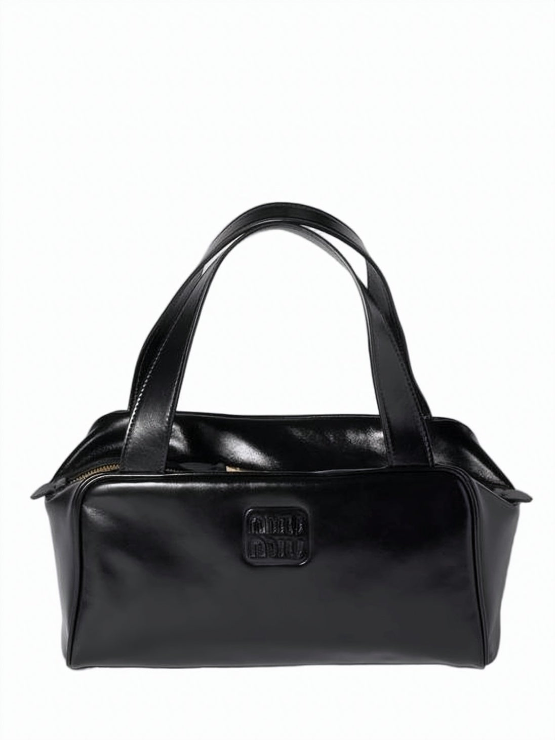 Rectangular Calf Leather Shoulder Bag with Embossed Logo
