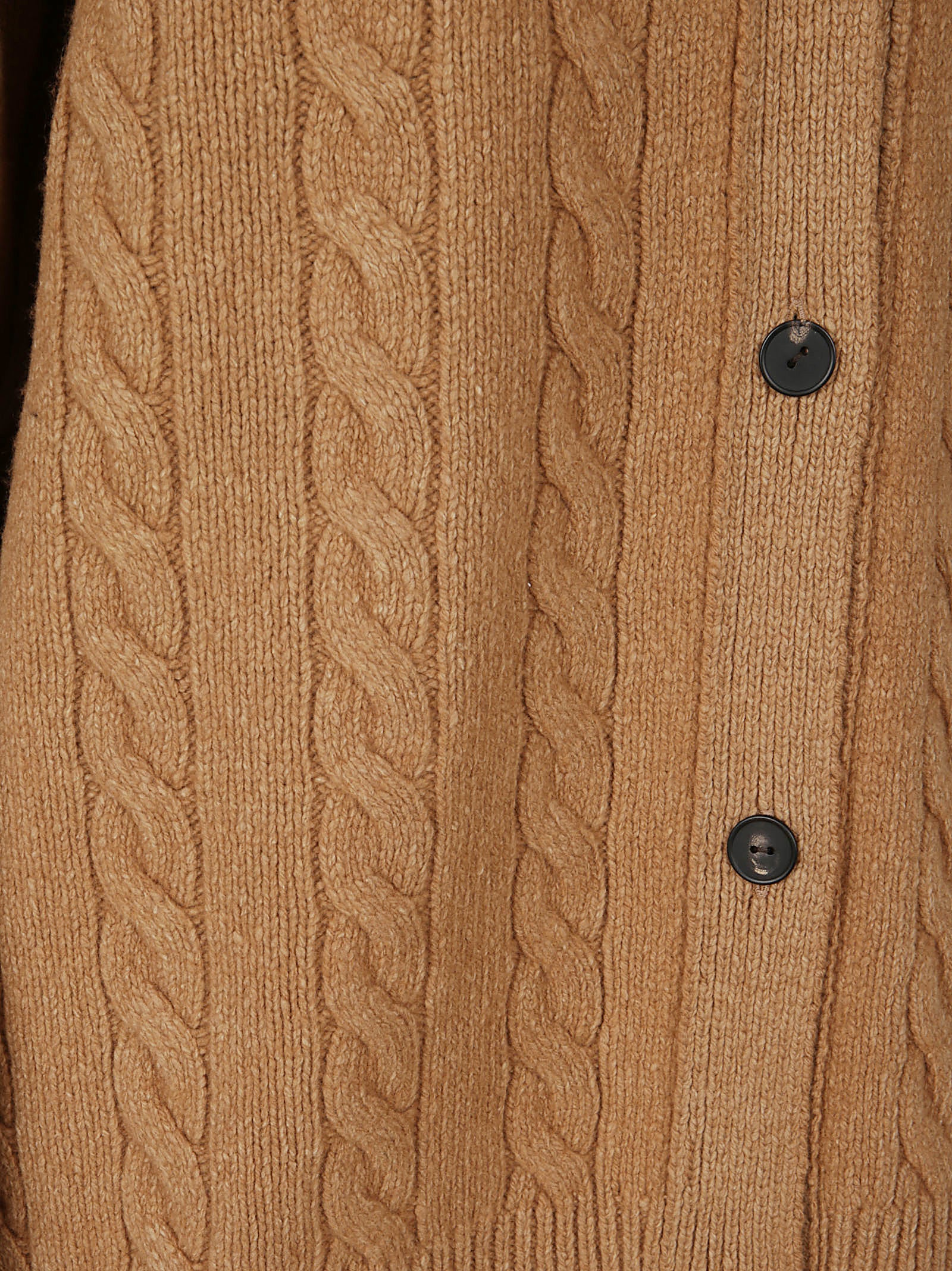 Cable Knit Cardigan With Round Neckline And Button-Down Front