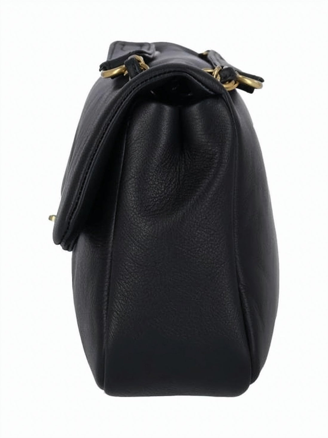 Rectangular Leather Clutch with Gold Emblem