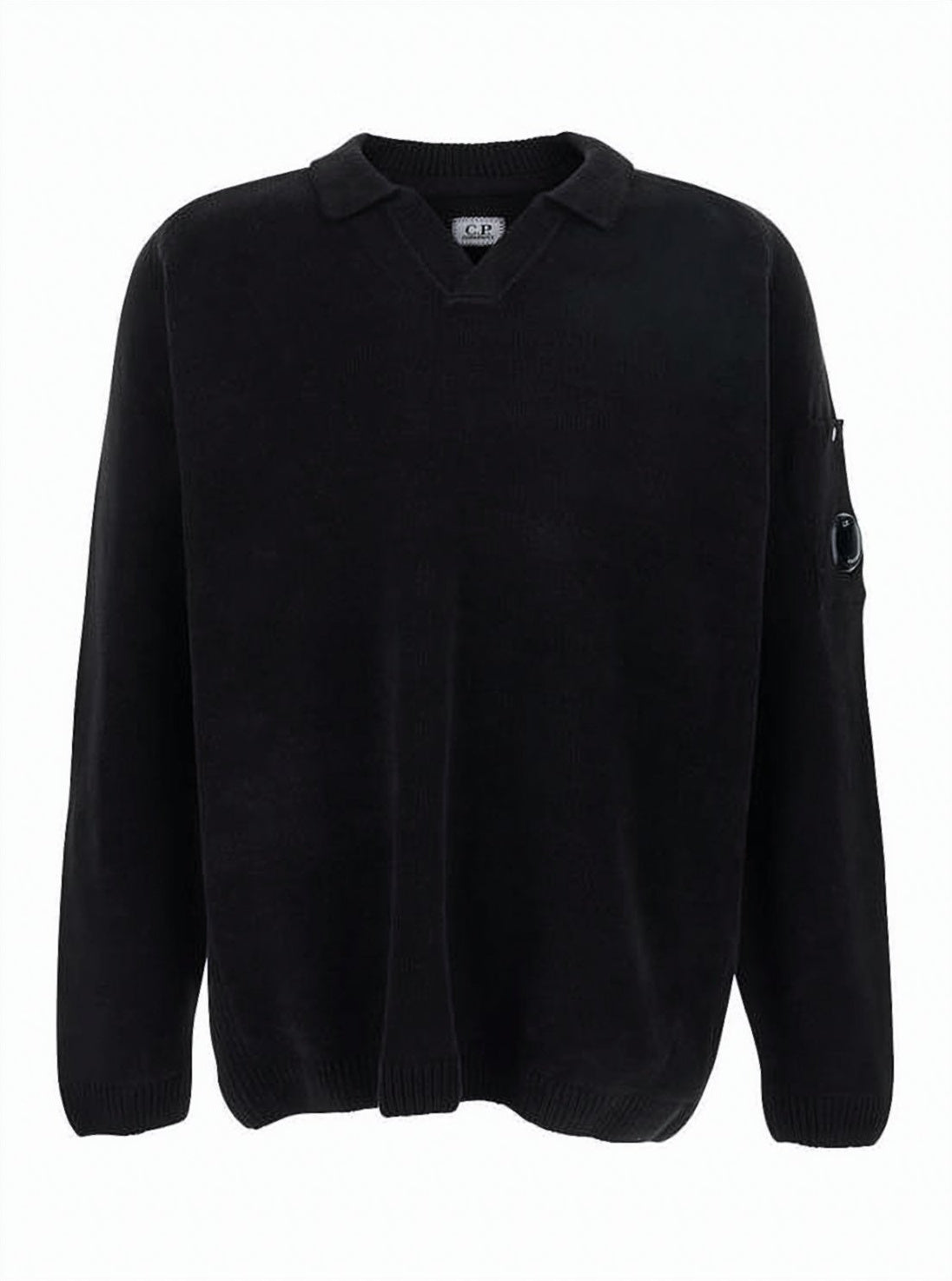 Chenille Cotton Polo Sweater with Unique Lens Detail