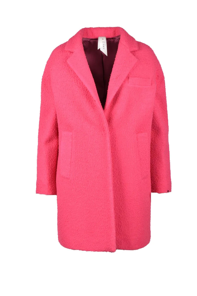 Wool Mohair Polyamide Coat - Fuchsia