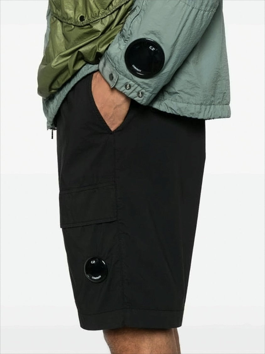 Mid-Thigh Length Black Shorts with Buttoned Waistband