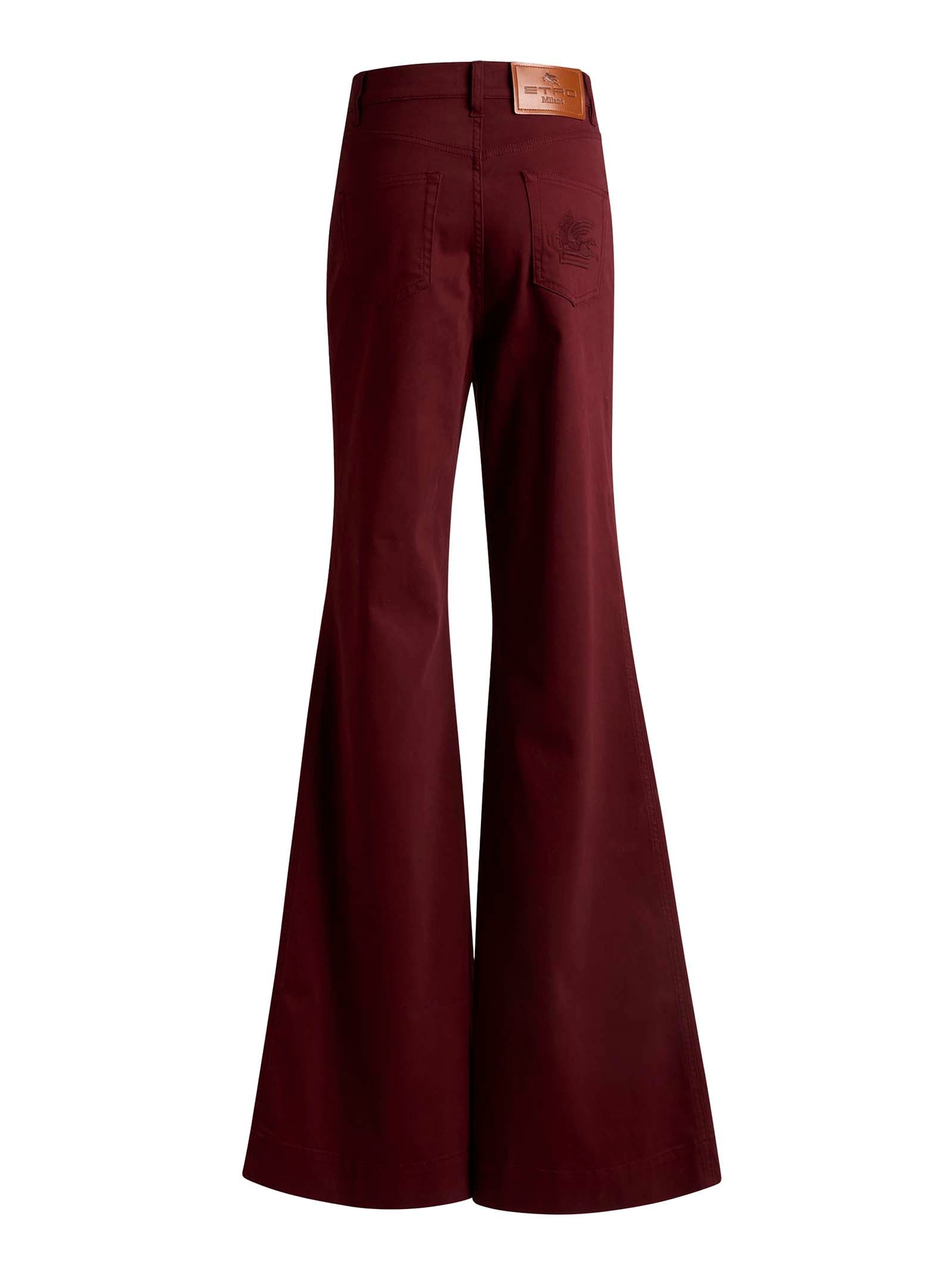 Bordeaux Flared Jeans With High Waist