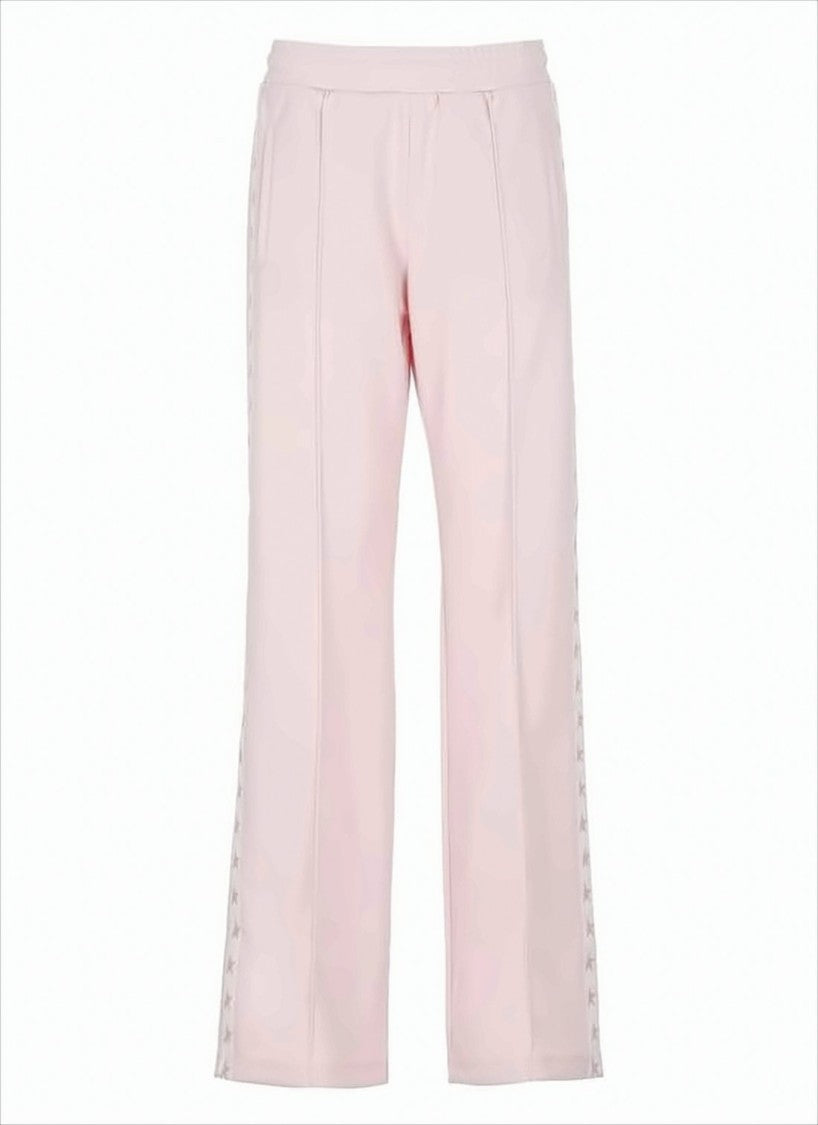 Relaxed Fit Pink Track Pants with Star Motifs