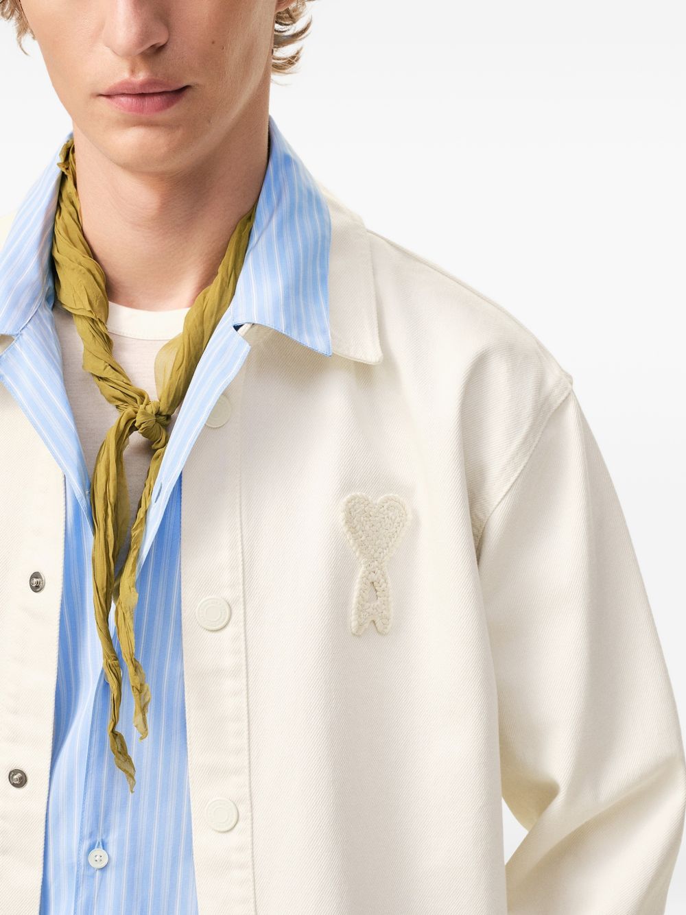 Beige De Coeur Crochet Patch Snap-Button Shirt