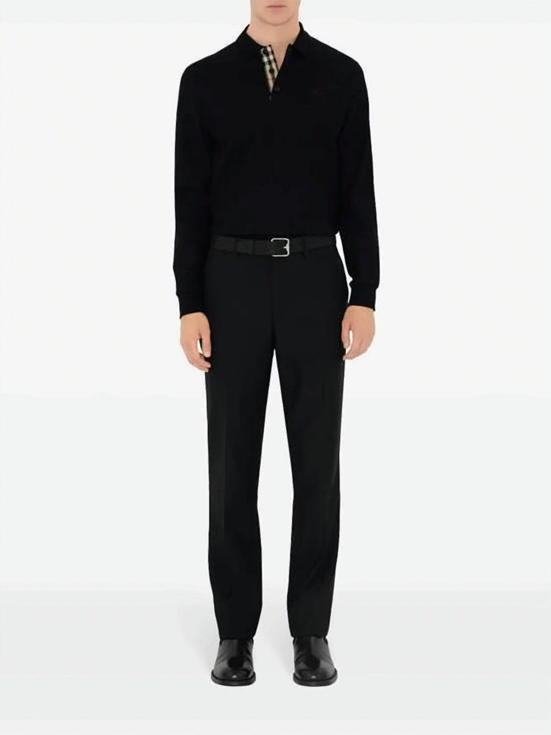 Long-Sleeve Polo Shirt with Classic Collar