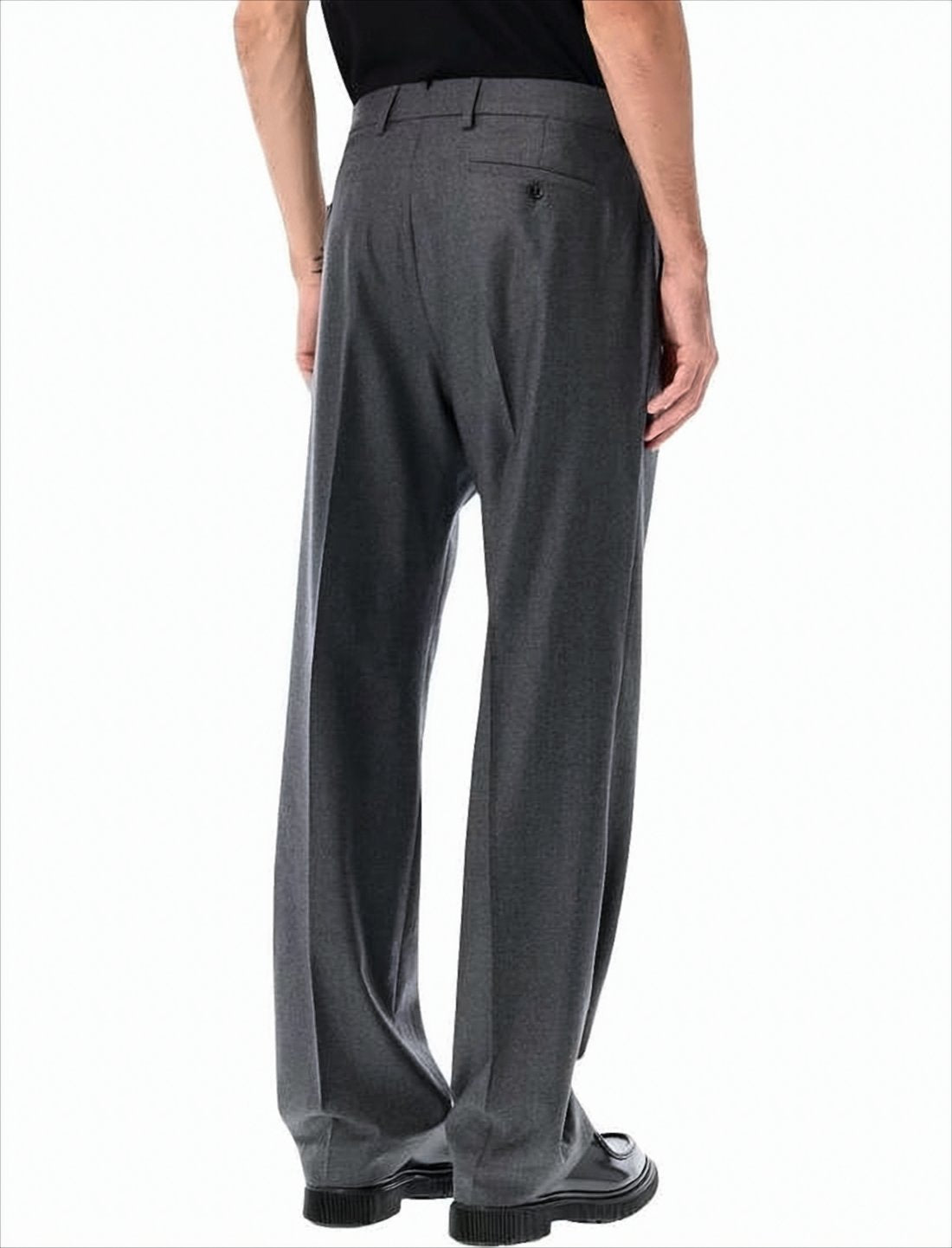 Wide-Leg Wool Trousers with Minimalist Design