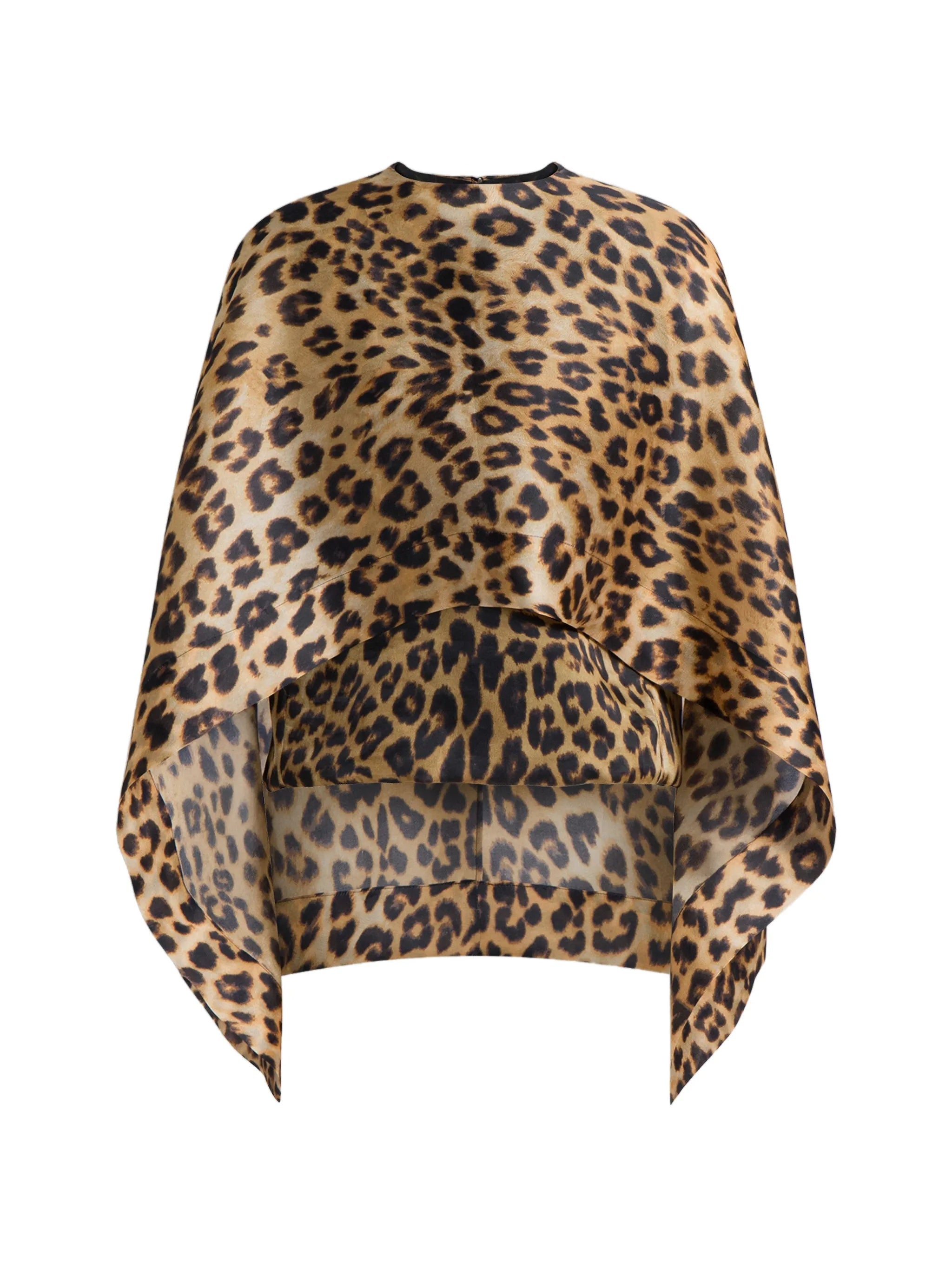 Brown Leopard Print Silk Top