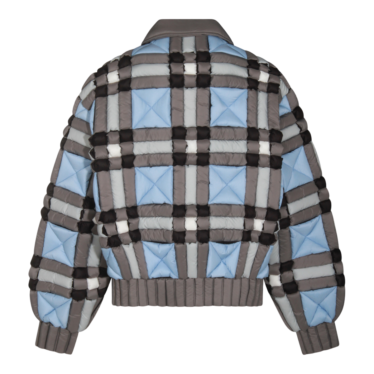 Padded Checkered Casual Jacket with Structured Collar