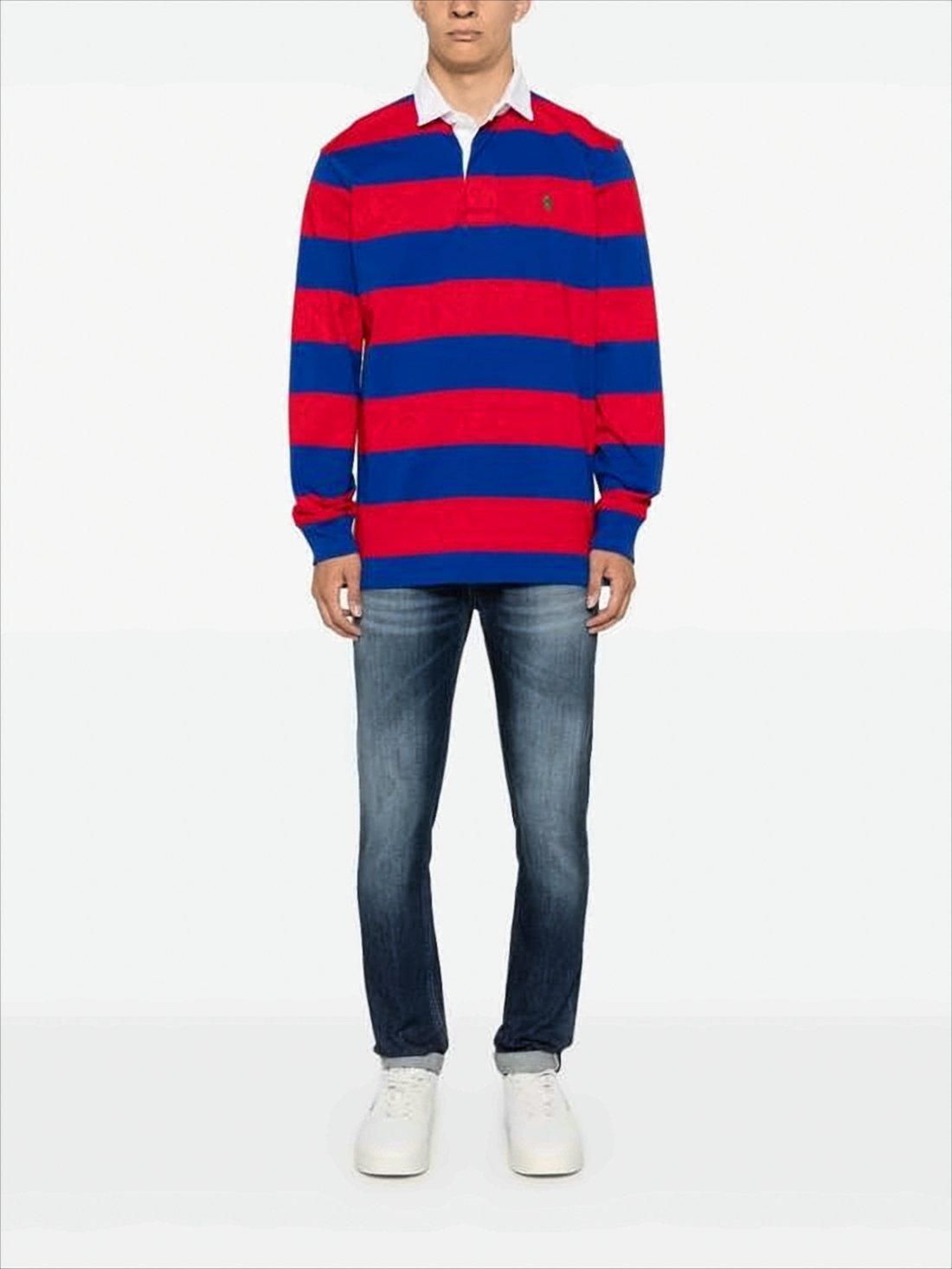 Long-Sleeve Striped Polo Shirt with Classic Collar