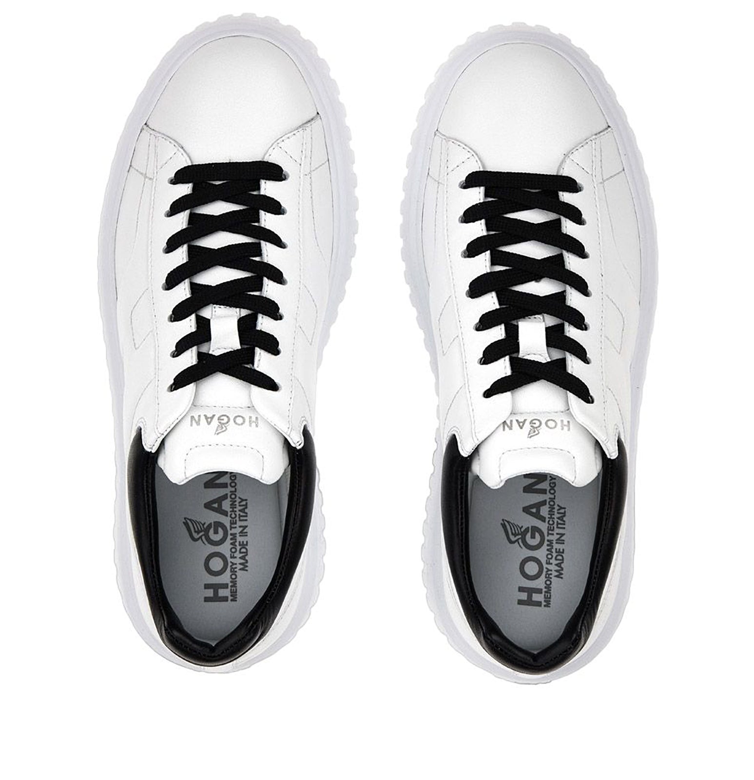 Dynamic White Leather Sneakers With Black Accents
