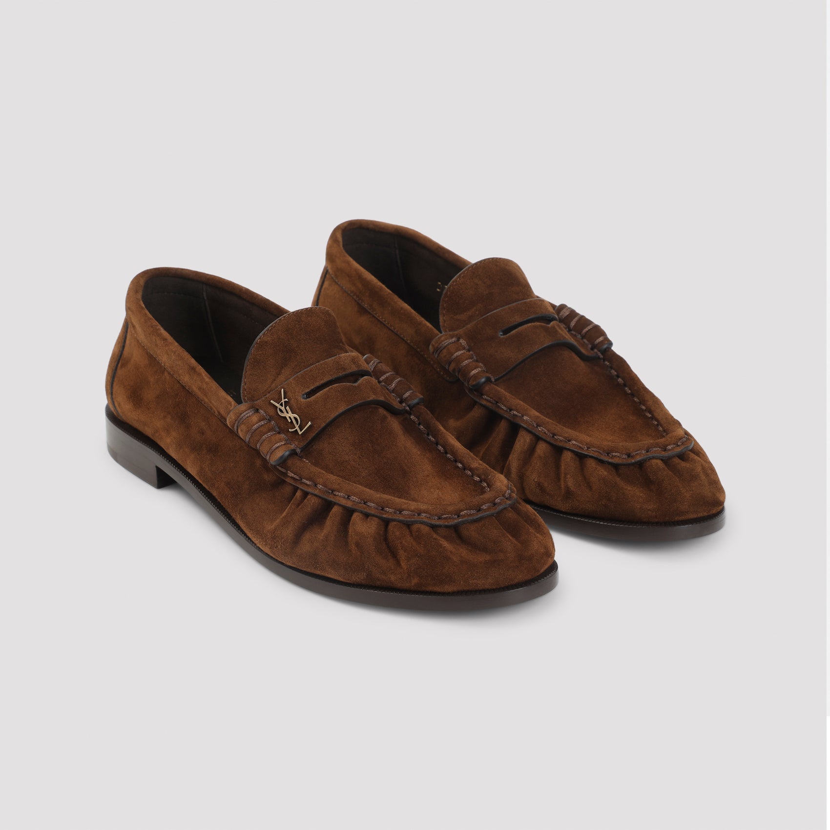 Brown Suede Calf Leather Loafers