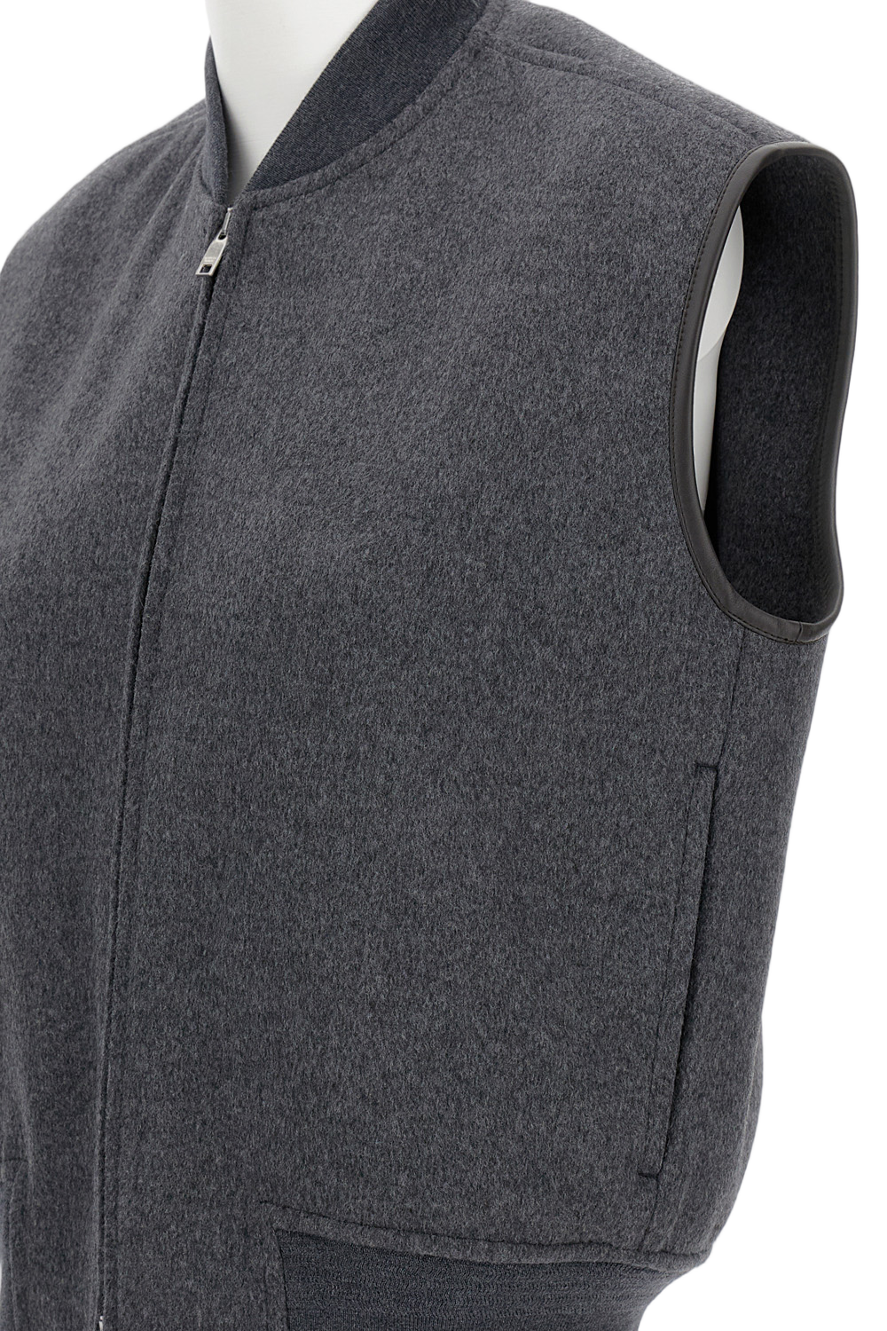 Wool Vest with Bomber Collar