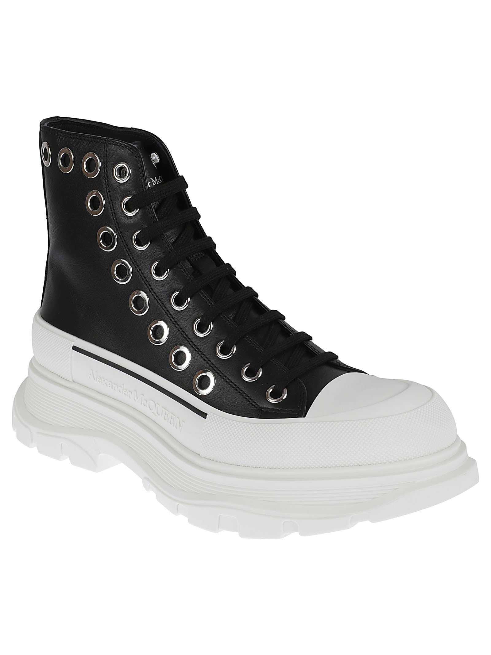 High-Top Sneakers with Unique Eyelet Design
