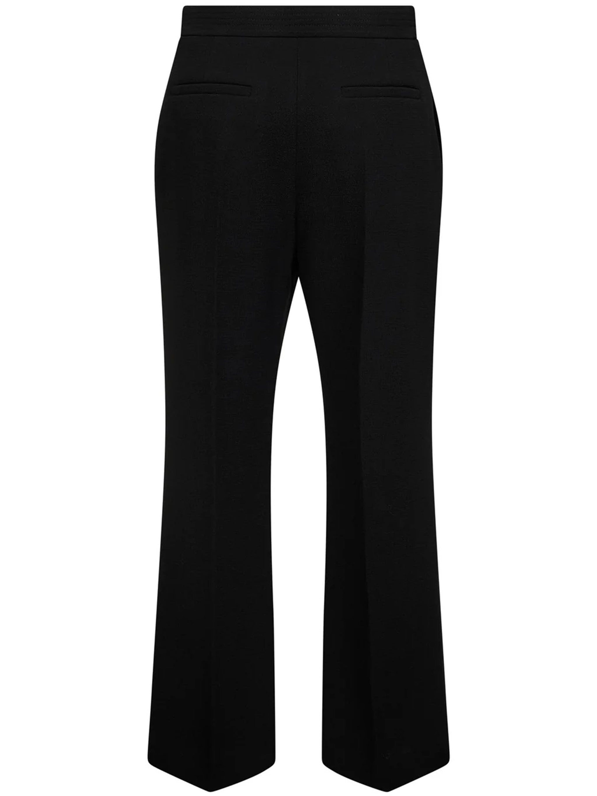 Black Tailored Wool V-Waistband Cropped Pants