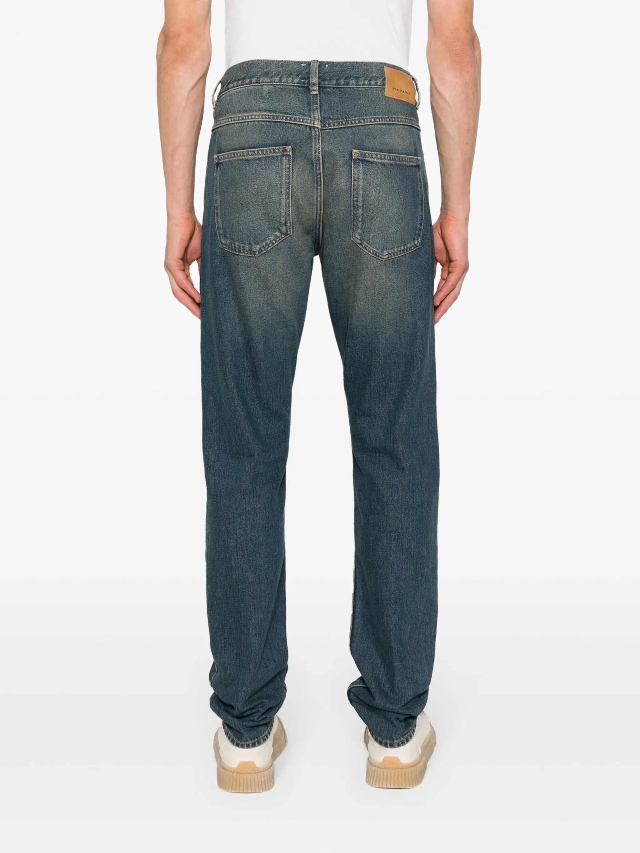 Straight-Leg Denim Pants with Subtle Fading
