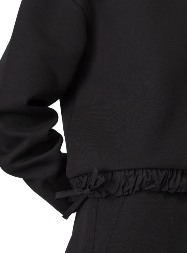 Crewneck Knit Sweater with Ruffled Trim