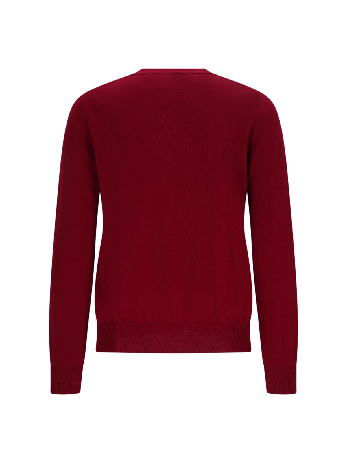 Burgundy V-Neck Iconic Heart Wool Cardigan