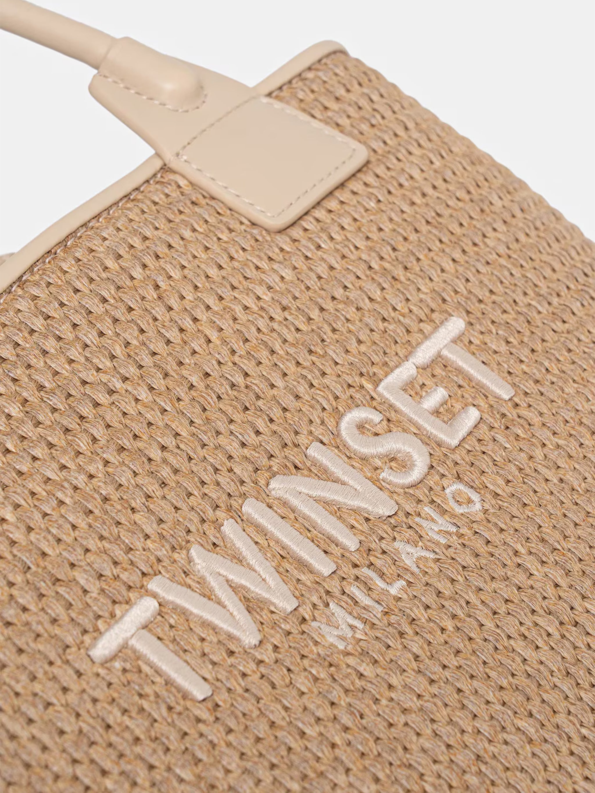 Parchment Rectangular Woven Handbag