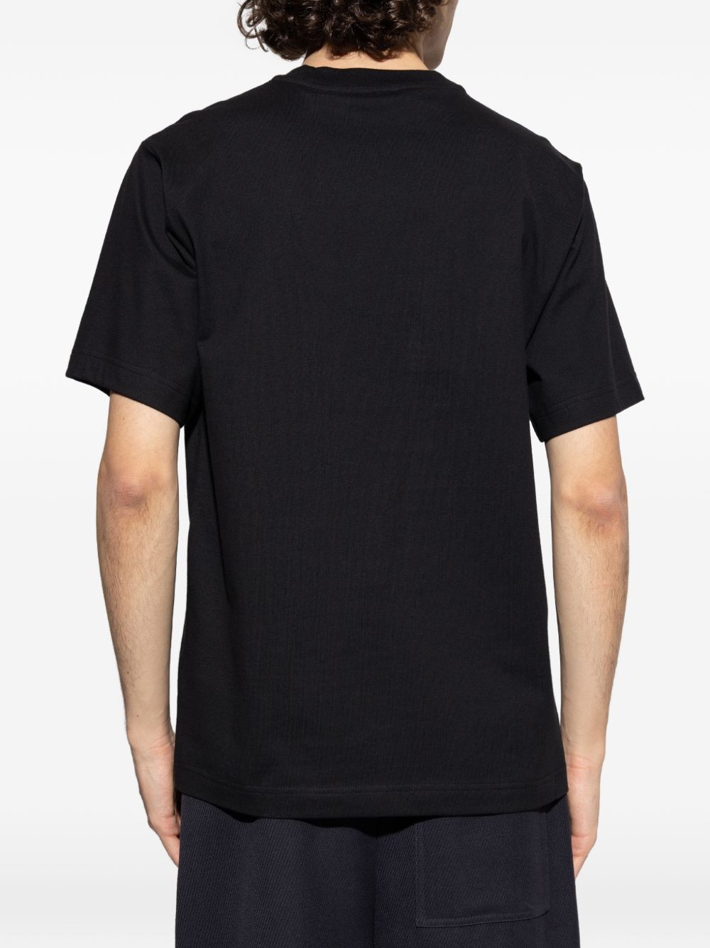 Black Cotton T-Shirt with Logo Detail