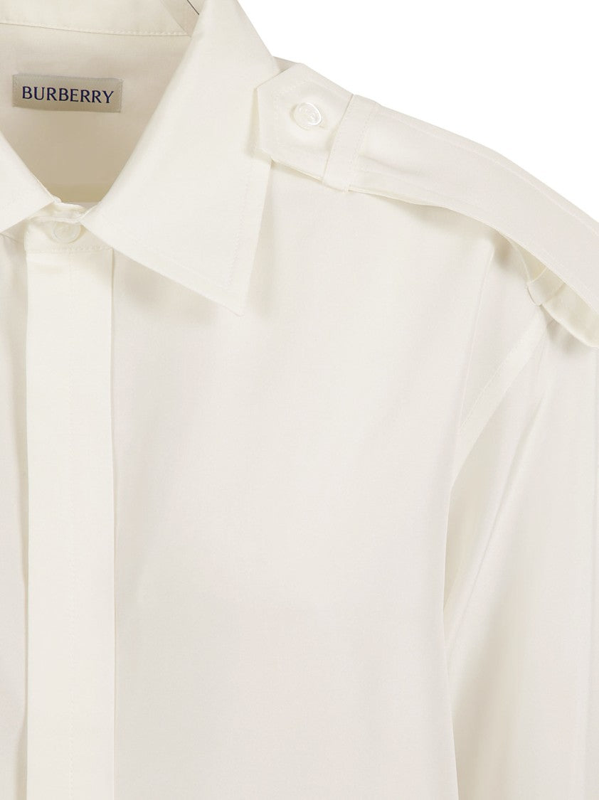 Button-Down White Mulberry Silk Shirt