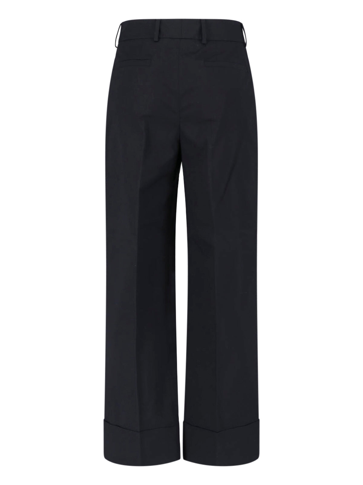 Black Tailored Straight-Leg Stretch Trousers