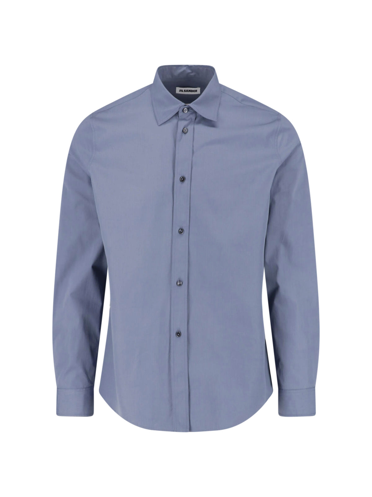 White Minimalist Curved Hem Cotton Shirt