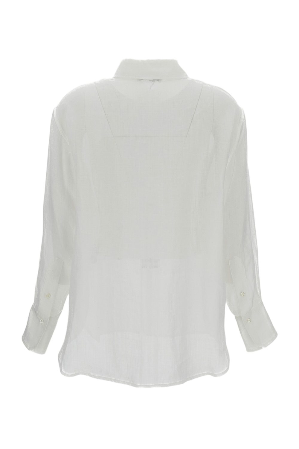 Lightweight Sheer Blouse with Classic Collar